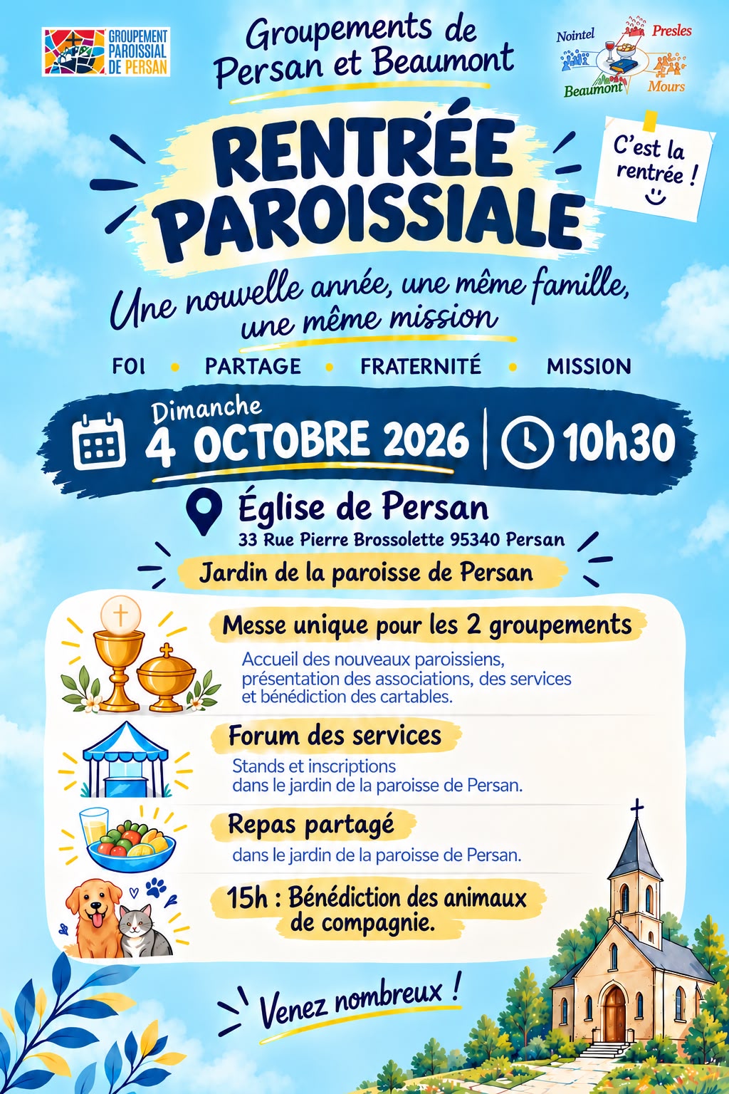 Affiche de la rentrée paroissiale du 4 octobre 2026